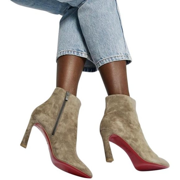 Christian Louboutin So Eleonor Velour Ankle Boots in Silex Gray EU:37.5/US:7.5 - Picture 1 of 12